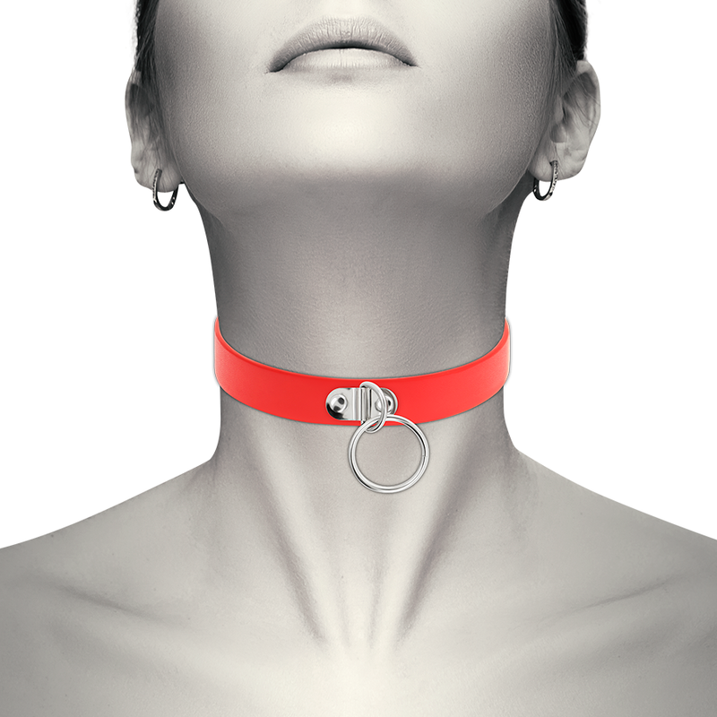 COQUETTE CHIC DESIRE - RED VEGAN LEATHER NECKLACE WOMAN FETISH ACCESSORY