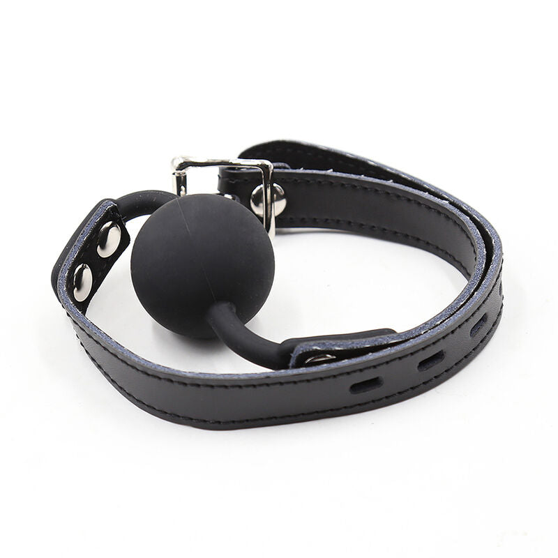 OHMAMA FETISH - SILICONE BALL GAG WITH LEATHER BELT (PADLOCK INCLUDED)