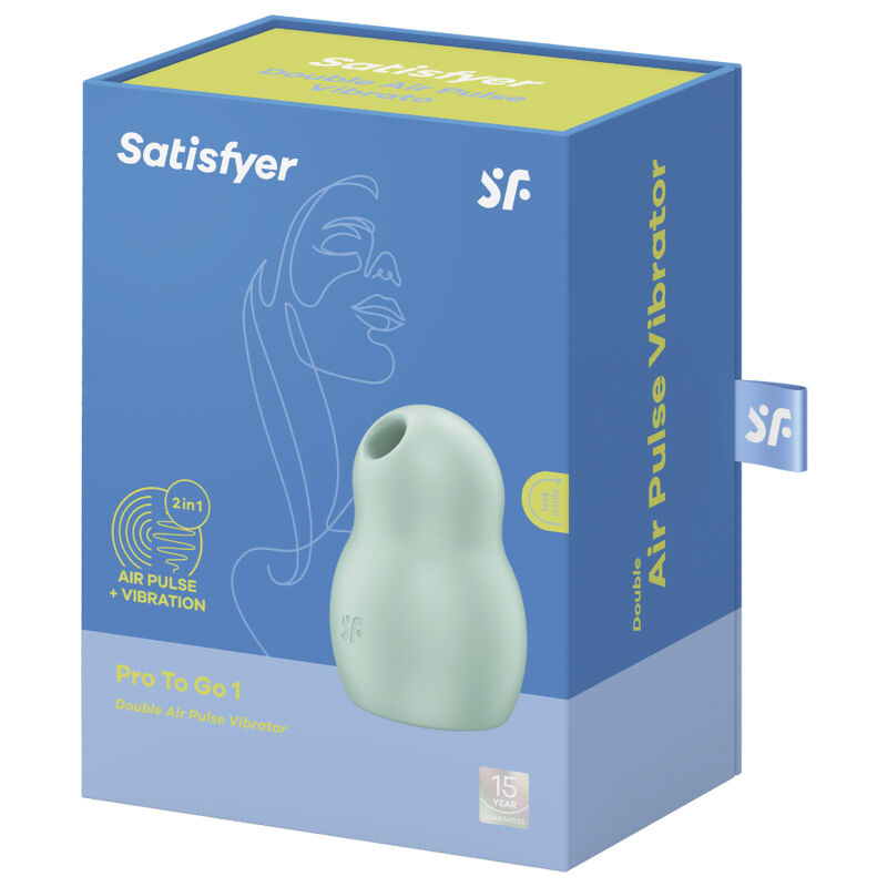 SATISFYER - PRO TO GO 1 DOUBLE AIR PULSE STIMULATOR & VIBRATOR BLUE