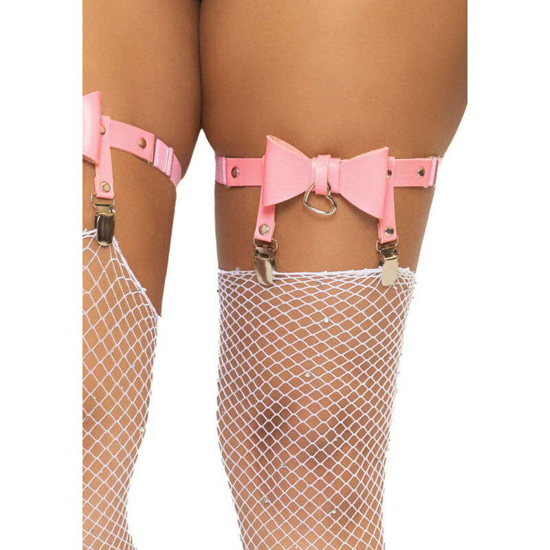 LEG AVENUE - VEGAN LEATHER TIGH HIGH GARTER ONE SIZE - PINK