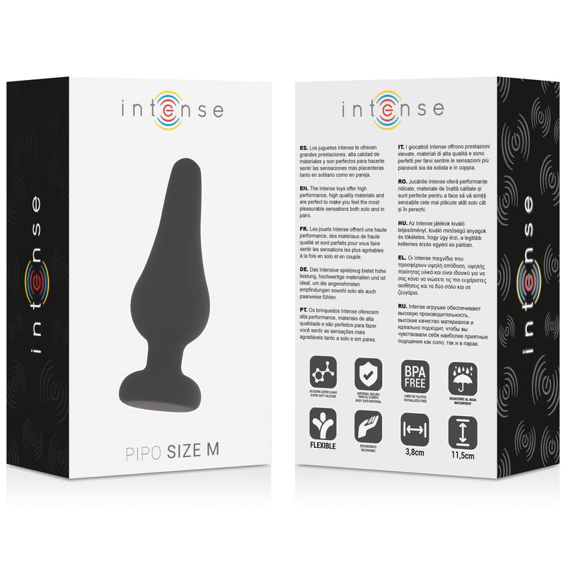 INTENSE - ANAL PLUG PIPO M BLACK SILICONE 11 CM