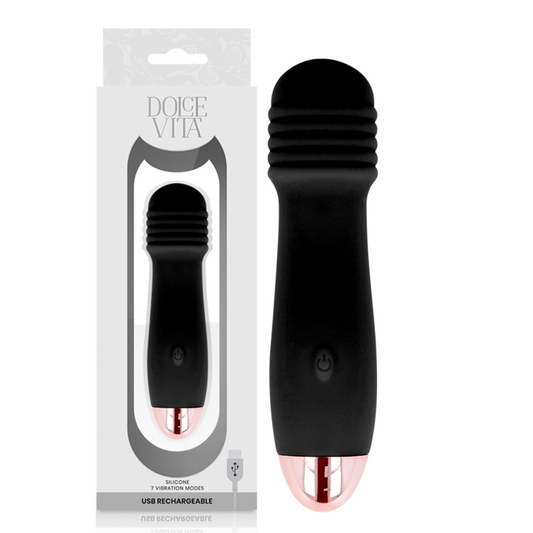 DOLCE VITA - RECHARGEABLE VIBRATOR THREE BLACK 7 SPEED