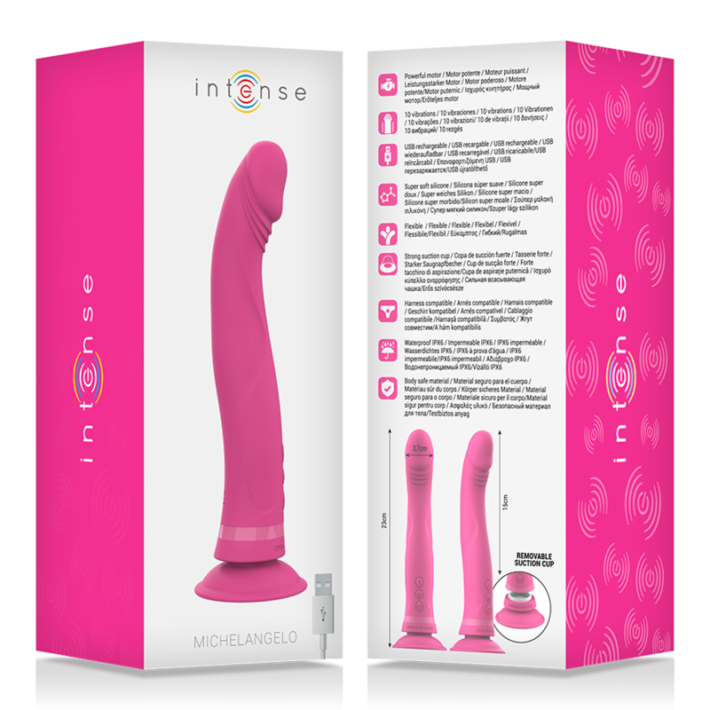 INTENSE - MICHELANGELO PINK SILICONE VIBRATOR DILDO