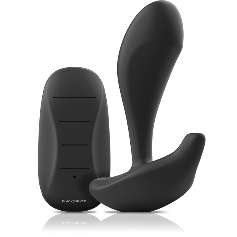 BLACK&SILVER - DWAYNE ANAL PLUG SILICONE REMOTE CONTROL