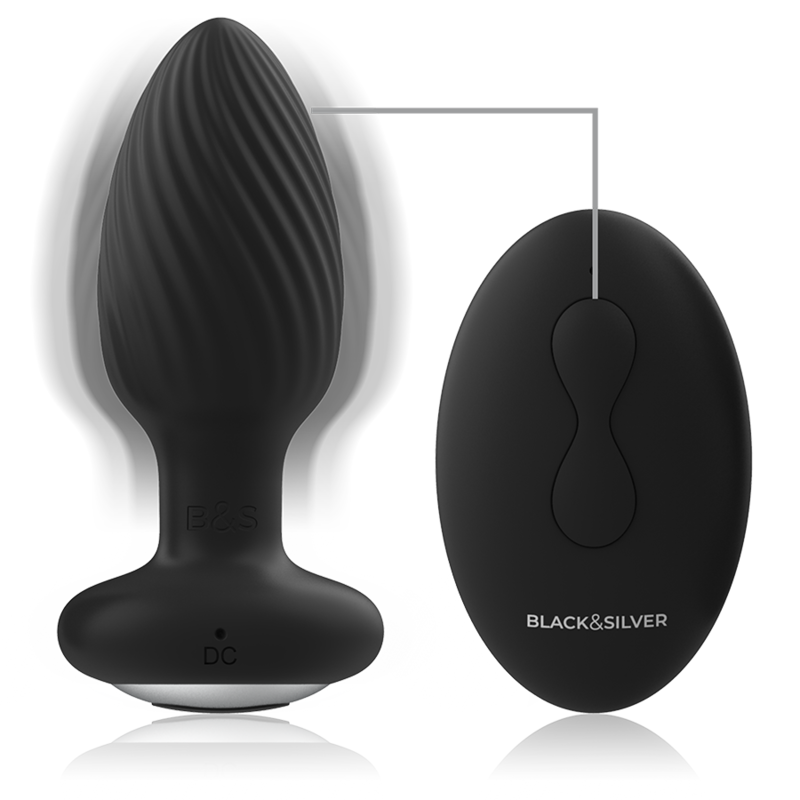 BLACK&SILVER - WELLS PLUG SILICONE ANAL ROTATOR REMOTE CONTROL