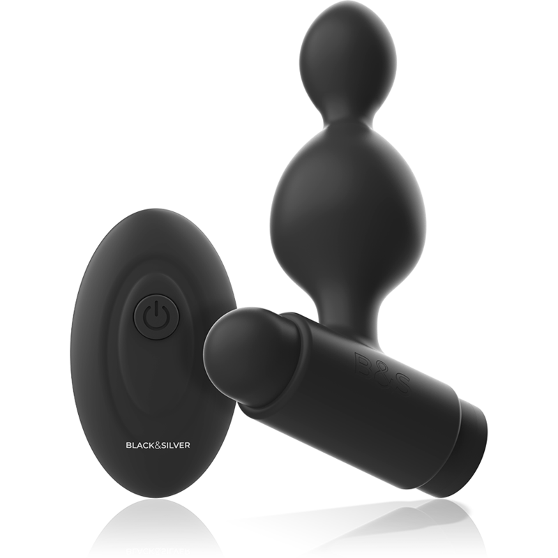 BLACK&SILVER - TUCKER SMALL SILICONE ANAL PLUG REMOTE CONTROL