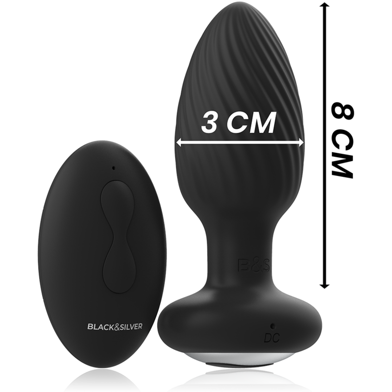 BLACK&SILVER - WELLS PLUG SILICONE ANAL ROTATOR REMOTE CONTROL