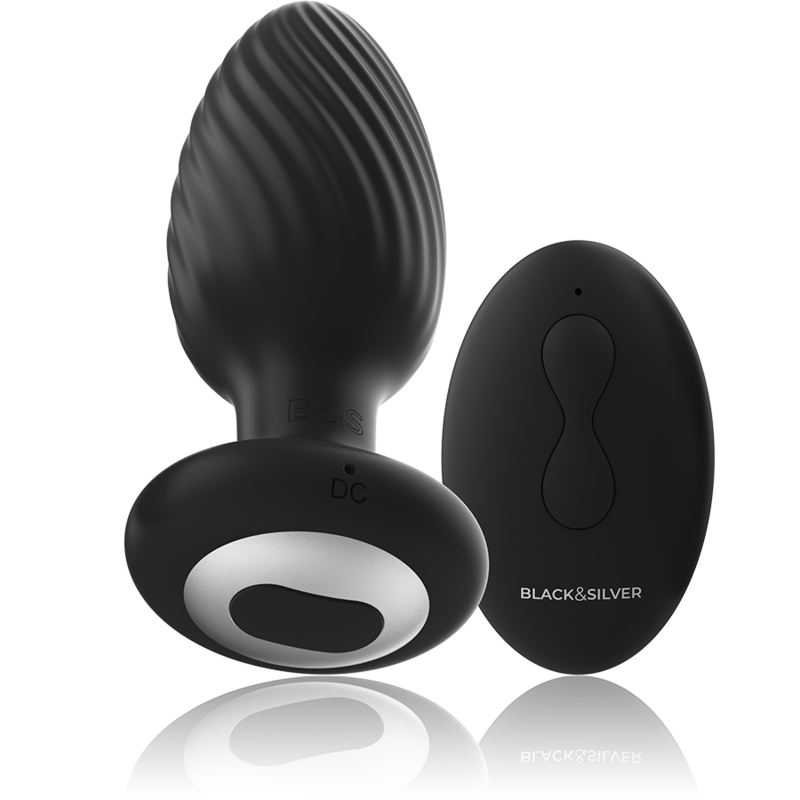 BLACK&SILVER - WELLS PLUG SILICONE ANAL ROTATOR REMOTE CONTROL