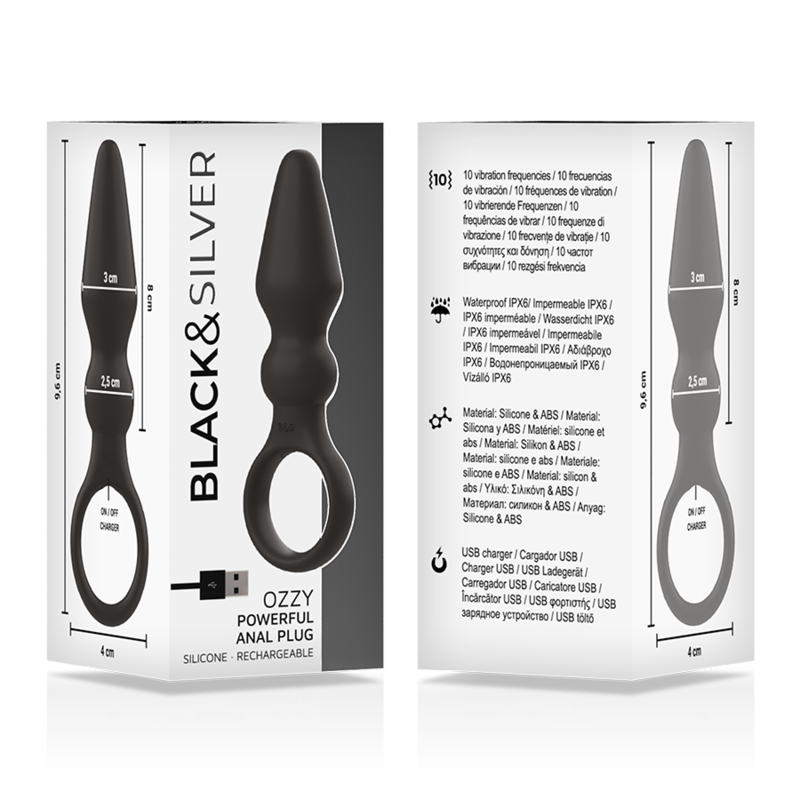 BLACK&SILVER - OZZY POWERFUL SILICONE ANAL PLUG