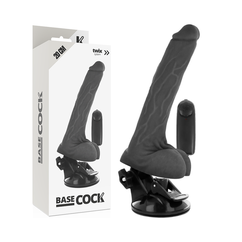 BASECOCK - REALISTIC NATURAL REMOTE CONTROL VIBRATOR WITH TESTICLES 20 CM -O- 4 CM