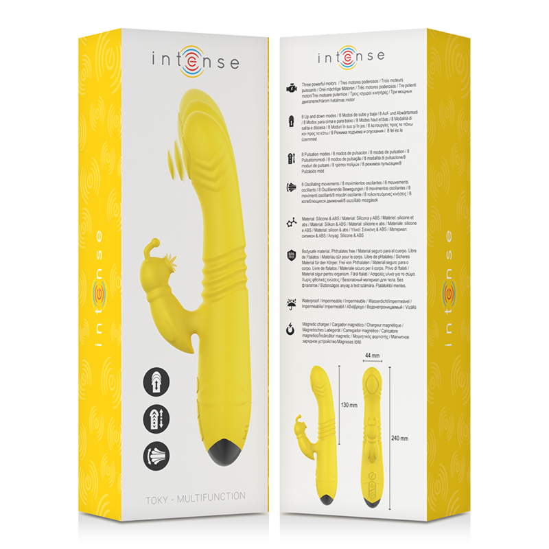 INTENSE - TOKY MULTIFUNCTION VIBRATOR UP & DOWN WITH CLITORAL STIMULATOR YELLOW