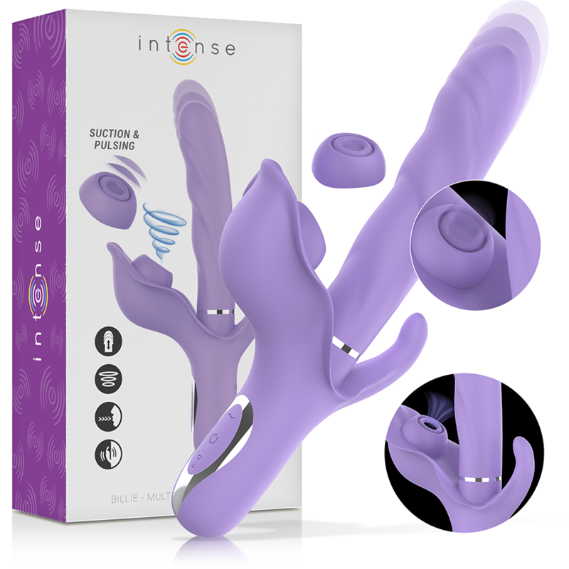 INTENSE - BILLIE MULTIFUNCTION RECHARGEABLE VIBRATOR SUCTION & PULSING PURPLE