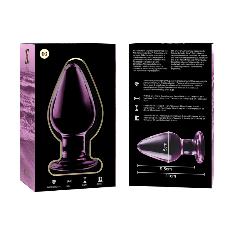 NEBULA SERIES BY IBIZA - MODEL 3 ANAL PLUG BOROSILICATE GLASS TRANSPARENT 11 CM -O- 5 CM