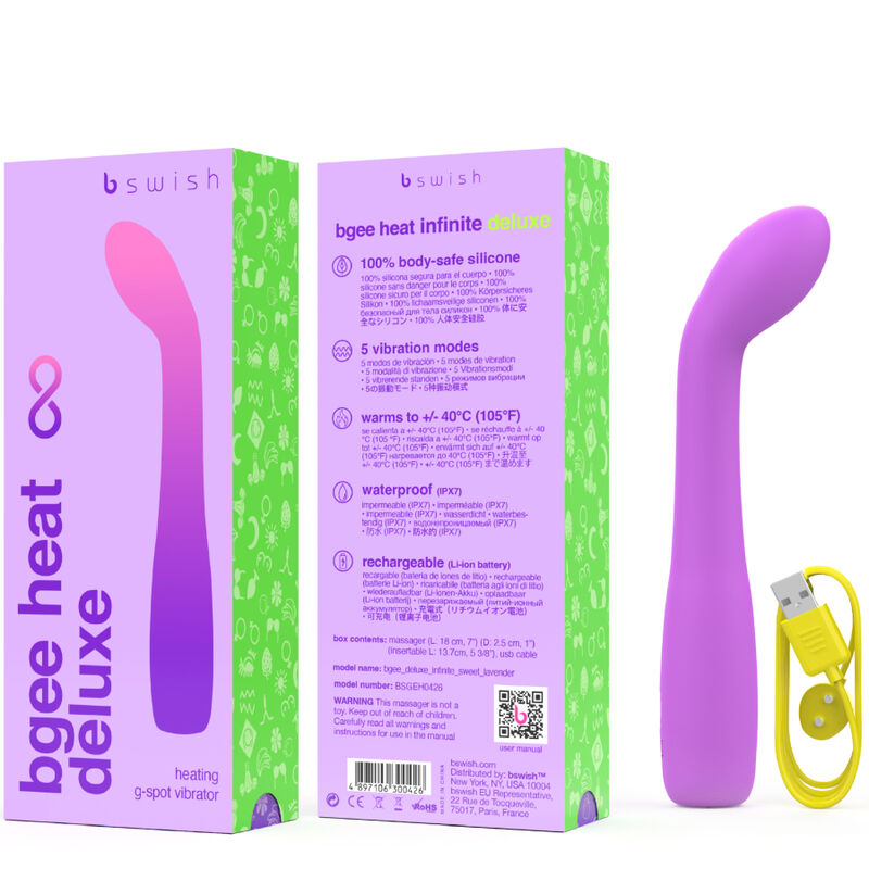 B SWISH - BGEE HEAT INFINITE DELUXE RECHARGEABLE VIBRATOR LAVENDER SILICONE