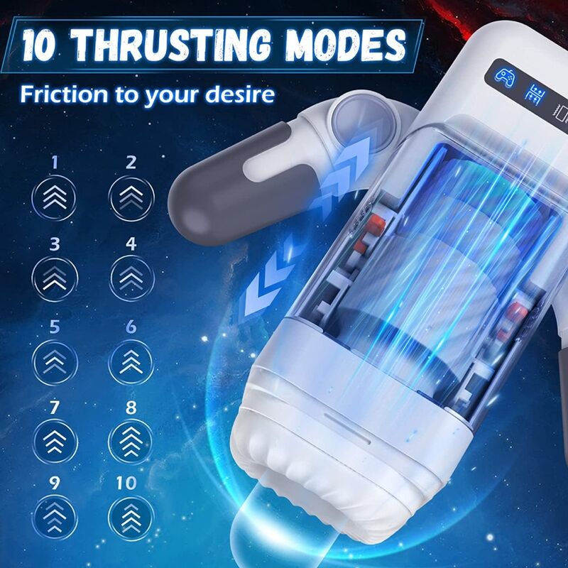 GAME CUP - THRUSTING VIBRATION MASTURBATOR WITH HEATING FUNCTION AND MOBILE SUPPORT - BLACK