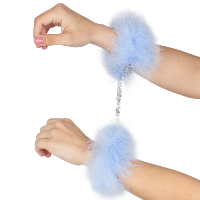 SECRETPLAY - BLUE LIGHT MARABOU HANDCUFFS