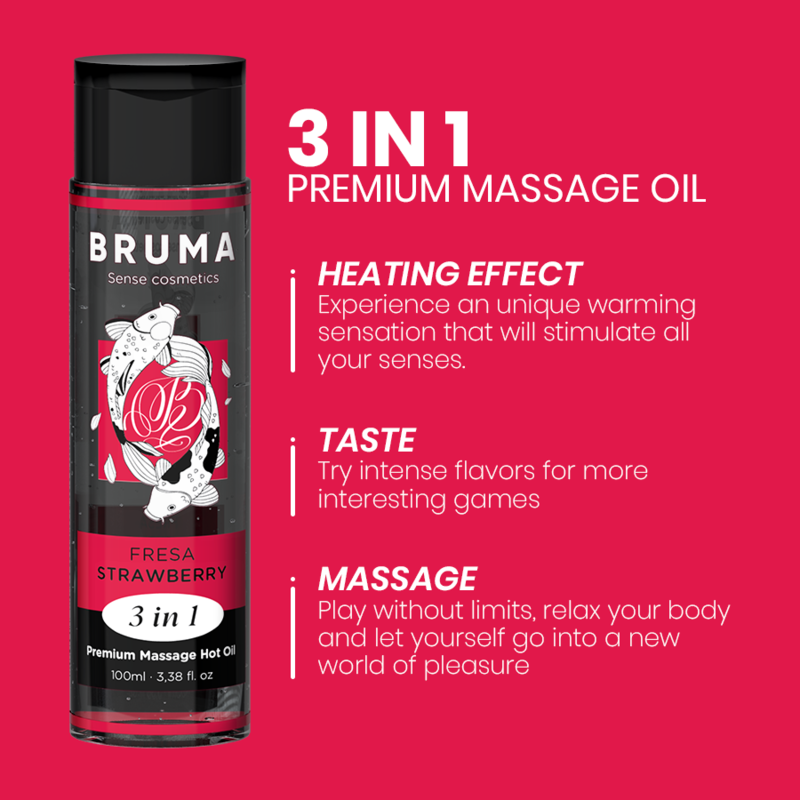 BRUMA - PREMIUM MASSAGE HOT OIL STRAWBERRY 3 IN 1 - 100 ML