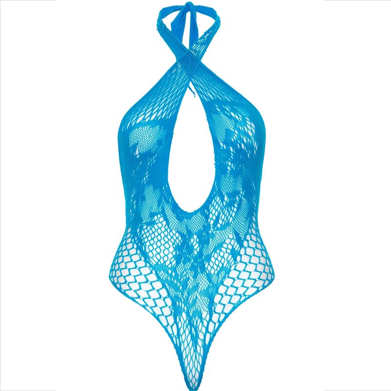 LEG AVENUE - TEDDY HALTER WITH LACE BLUE