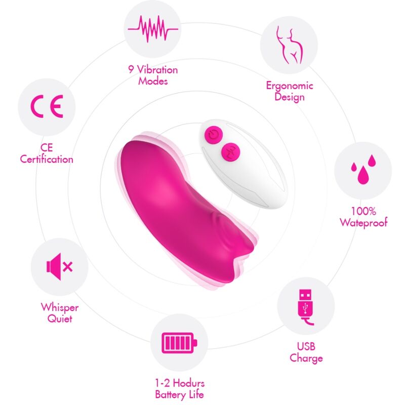 ARMONY - BUTTERFLY WEARABLE PANTIES VIBRATOR REMOTE CONTROL PINK