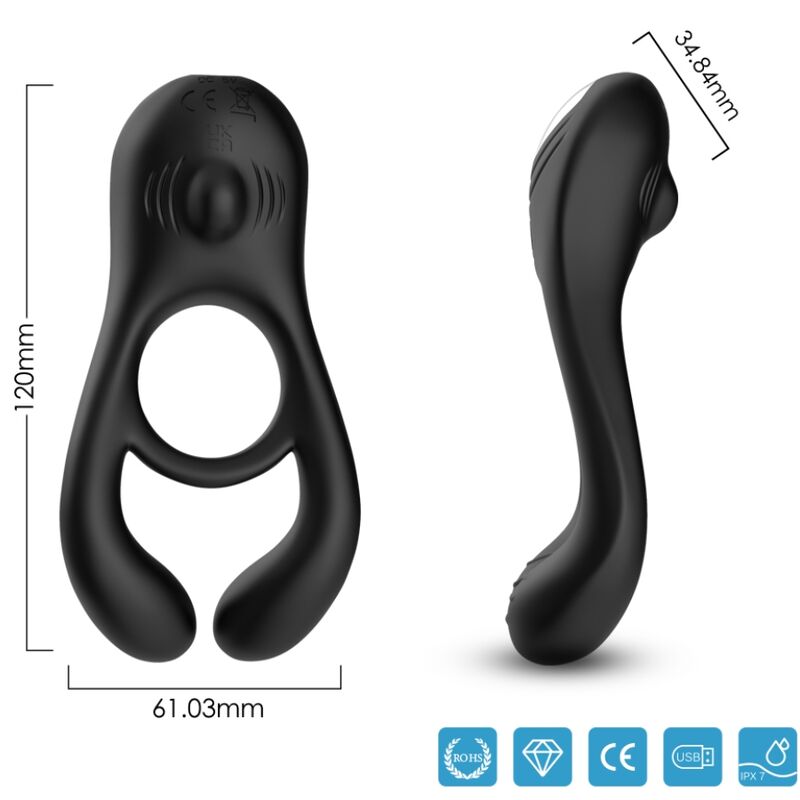 ARMONY - VEYRON DOUBLE VIBRATOR RING TOY FOR COUPLES REMOTE CONTROL BLACK