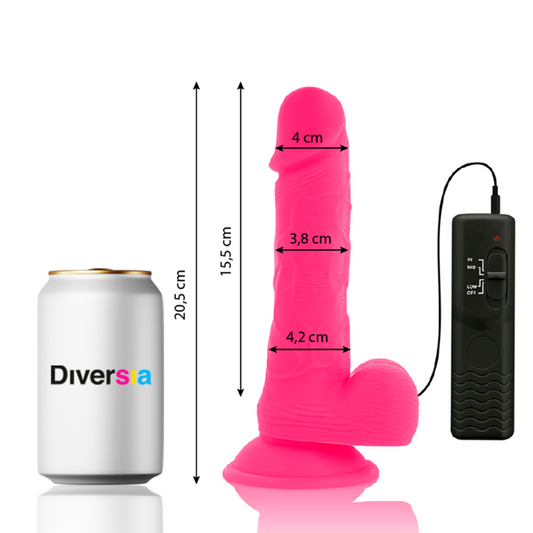 DIVERSIA - FLEXIBLE VIBRATING DILDO PINK 20.5 CM -O- 4.2 CM