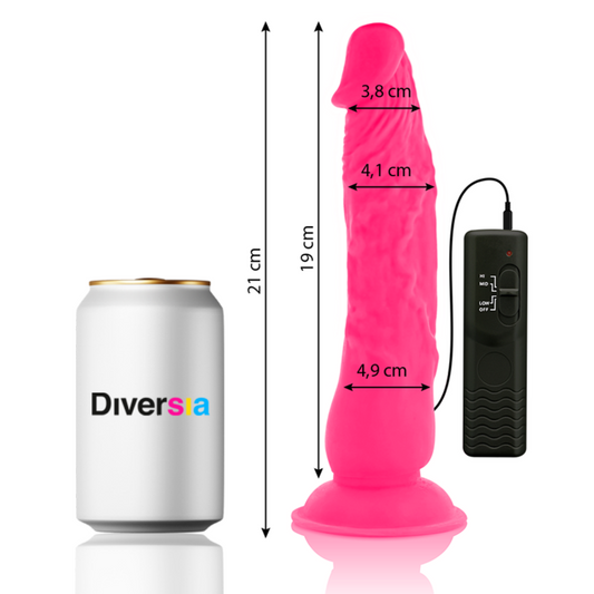 DIVERSIA - FLEXIBLE VIBRATING DILDO PINK 21 CM -O- 4.9 CM