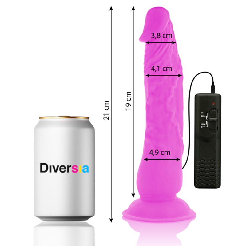 DIVERSIA - FLEXIBLE VIBRATING DILDO PURPLE 21 CM -O- 4.9 CM