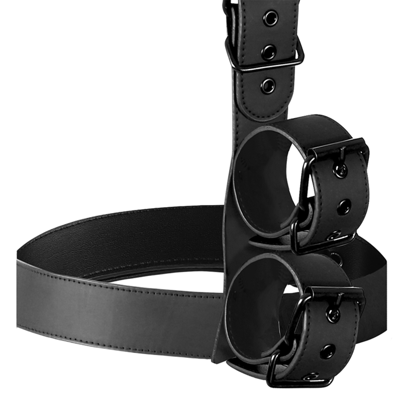 FETISH SUBMISSIVE BONDAGE - COLLAR & WRIST CUFFS BODY RESTRAINT SET