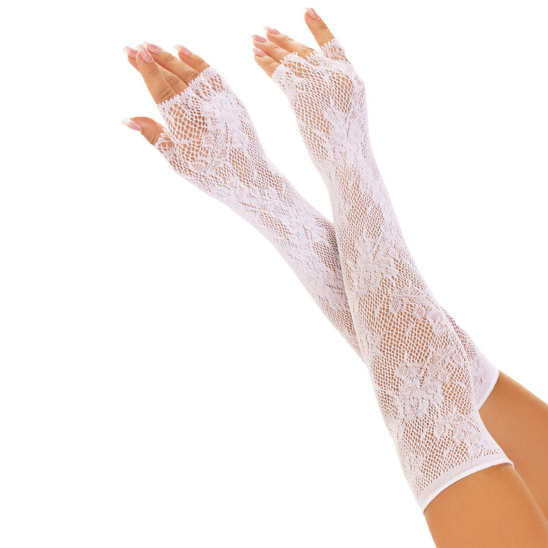 LEG AVENUE - FLORAL NETWORK FINGERLESS GLOVES BLACK