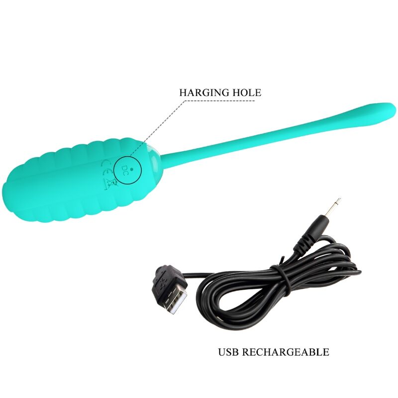 PRETTY LOVE - KIRK RECHARGEABLE VIBRATING EGG AQUA GREEN