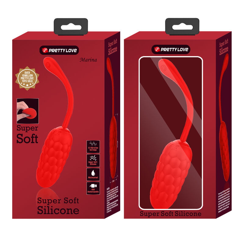 PRETTY LOVE - VIBRATING EGG WITH RED RECHARGEABLE MARINE TEXTURE