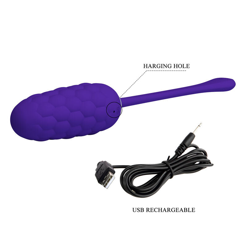 PRETTY LOVE - VIBRATING EGG WITH PURPLE RECHARGEABLE MARINE TEXTURE