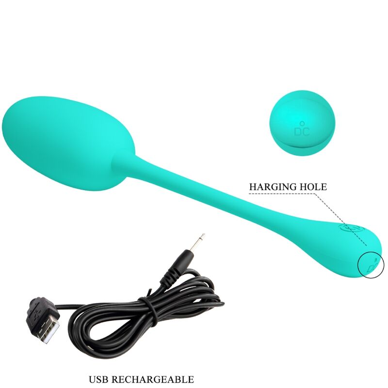 PRETTY LOVE - KNUCKER WATER GREEN RECHARGEABLE VIBRATING EGG