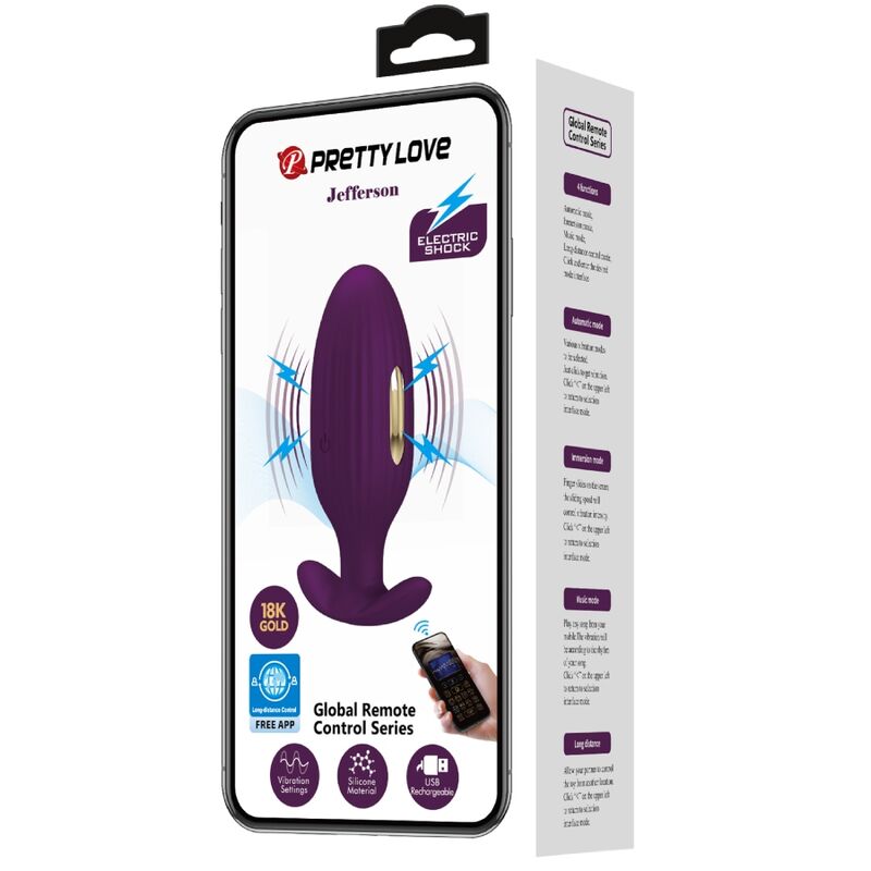 PRETTY LOVE - JEFFERSON APP CONTROLLED ANAL PLUG PURPLE