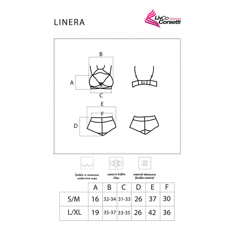 LIVCO CORSETTI FASHION - LINERA FOR THE SENSES COLLECTION BRA + PANTY BLACK