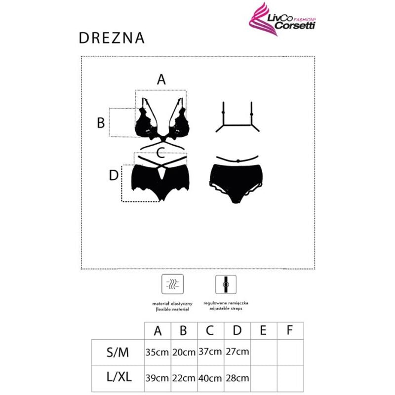 LIVCO CORSETTI FASHION - DREZNA LC 90733 BRA + PANTY BLACK