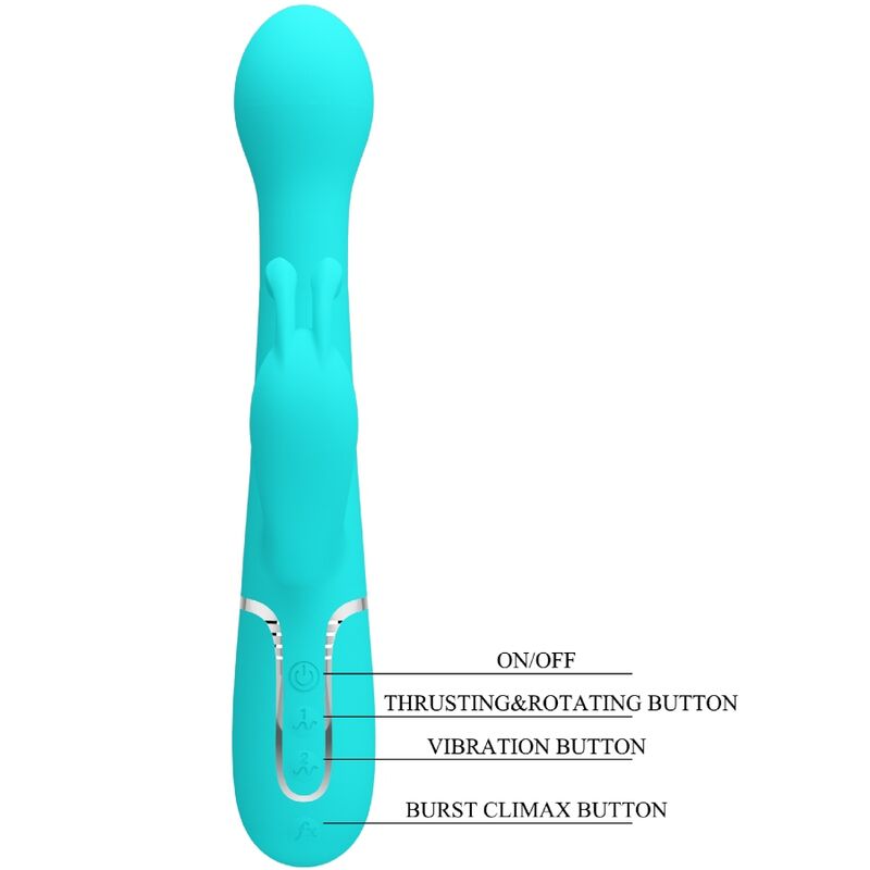 PRETTY LOVE - DEJON RABBIT VIBRATOR 3 IN 1 MULTIFUNCTION AQUA GREEN