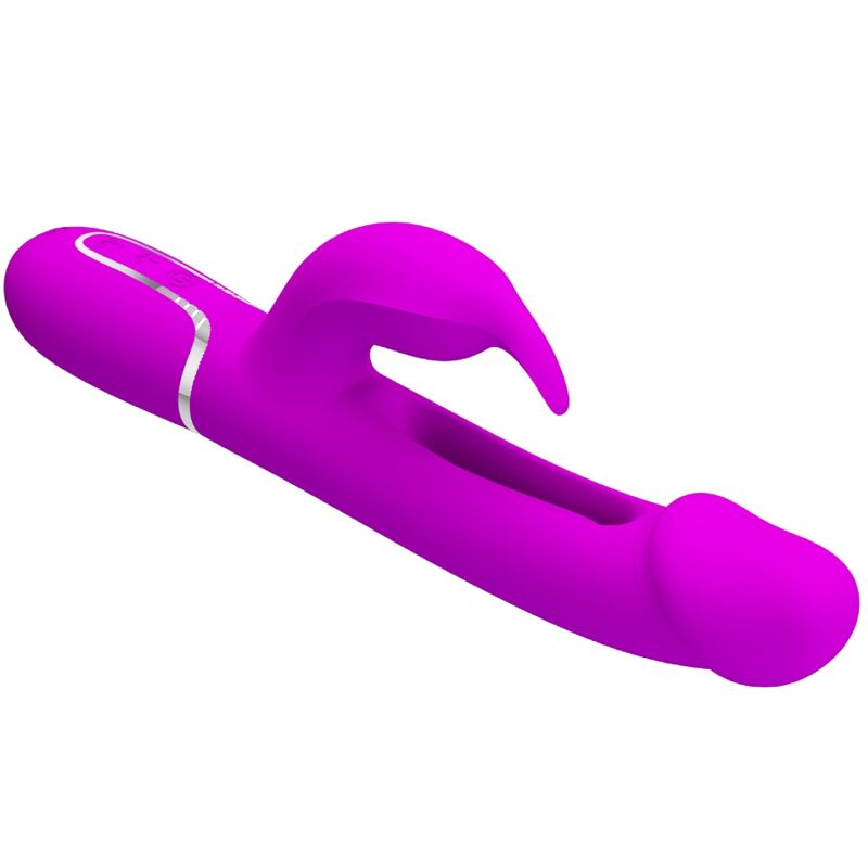 PRETTY LOVE - KAMPAS RABBIT 3 IN 1 MULTIFUNCTION VIBRATOR WITH TONGUE FUCHSIA