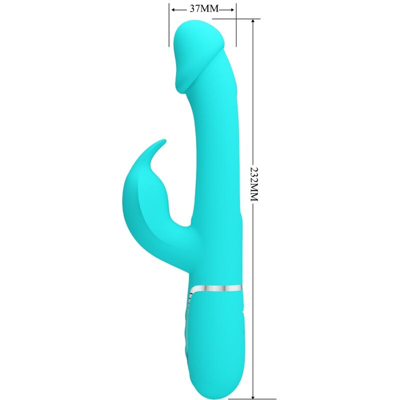 PRETTY LOVE - KAMPAS RABBIT 3 IN 1 MULTIFUNCTION VIBRATOR WITH TONGUE AQUA GREEN