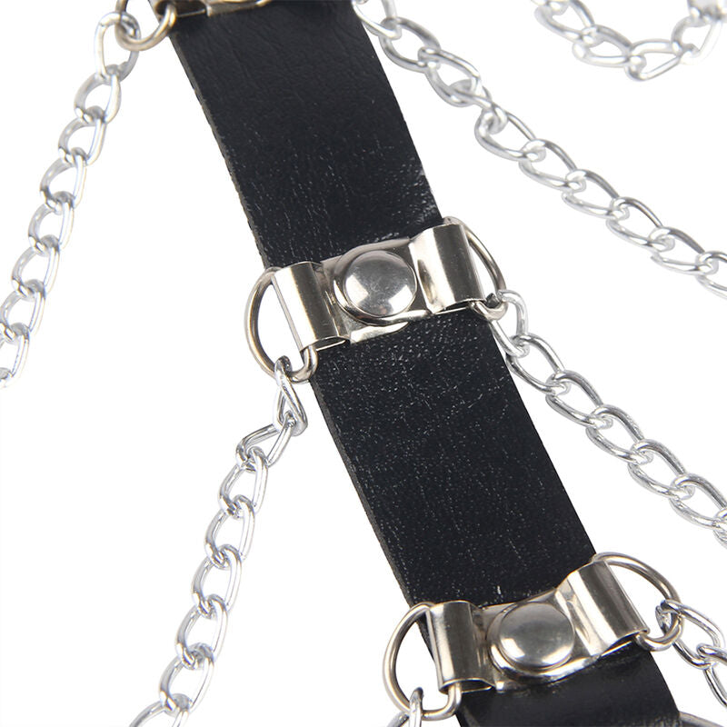 SUBBLIME - CHEST HARNESS LEATHER CHAINS BLACK ONE SIZE