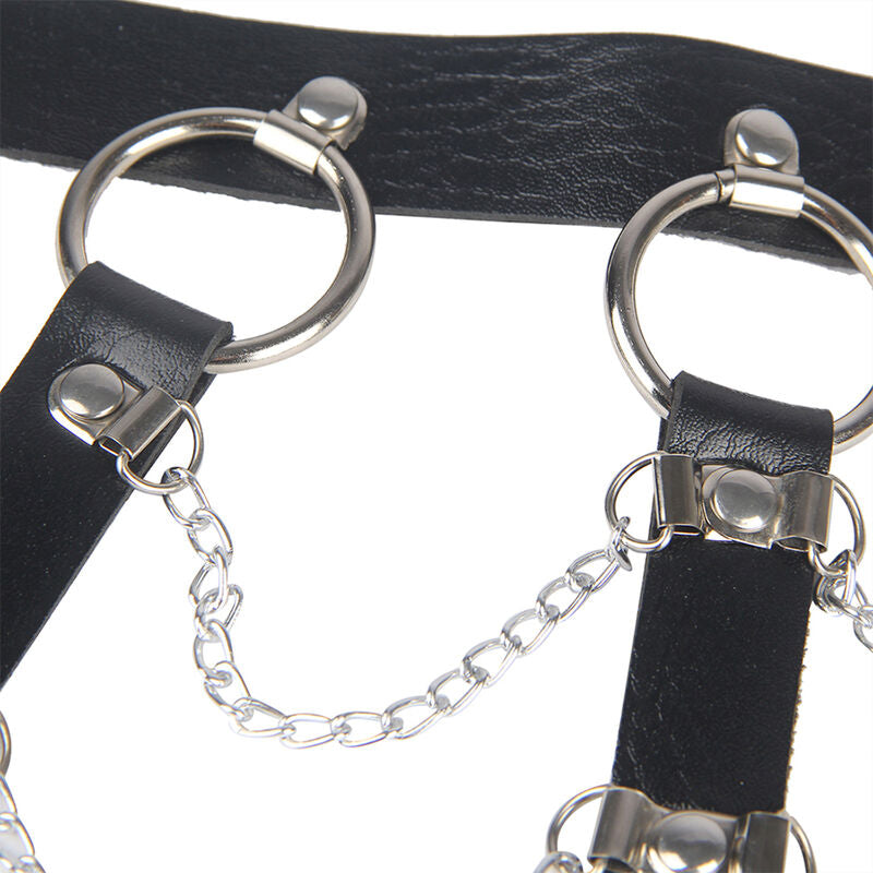 SUBBLIME - CHEST HARNESS LEATHER CHAINS BLACK ONE SIZE