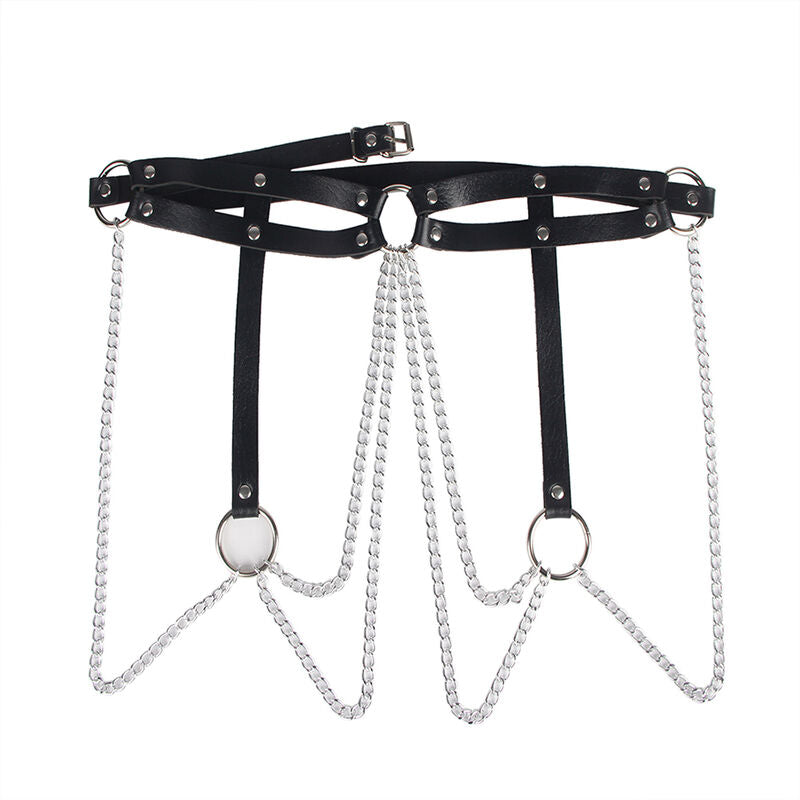 SUBBLIME - LEATHER RING CHAINBELT BLACK ONE SIZE