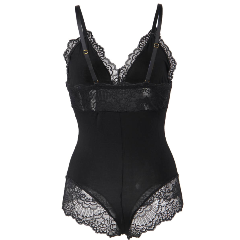 SUBBLIME - BLACK FLORAL LACE DETAIL TEDDY L/XL