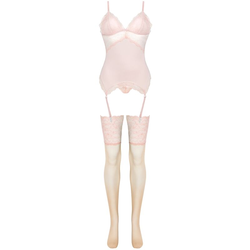 LIVCO CORSETTI FASHION - PERSINNE PEACH SET CORSET + PANTY + STOCKINGS