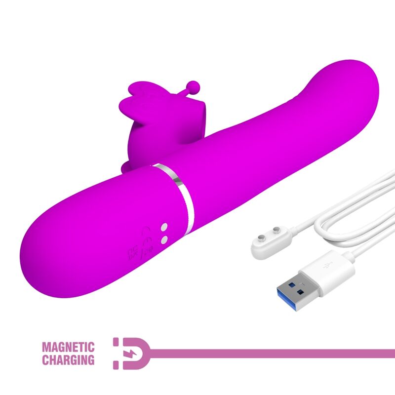 PRETTY LOVE - MULTIFUNCTION RABBIT VIBRATOR 4 IN 1 BUTTERFLY FUCHSIA