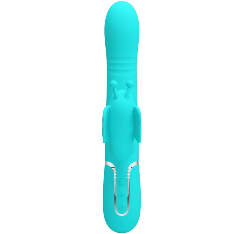 PRETTY LOVE - MULTIFUNCTION RABBIT VIBRATOR 4 IN 1 BUTTERFLY AQUA GREEN