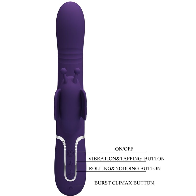 PRETTY LOVE - MULTIFUNCTION RABBIT VIBRATOR 4 IN 1 BUTTERFLY PURPLE