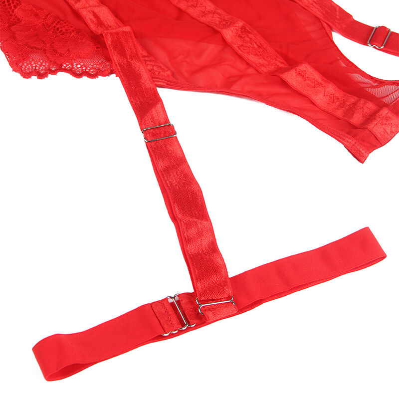 SUBBLIME - TEDDY WITH GARTER STRAP DETAIL CHEST RED S/M