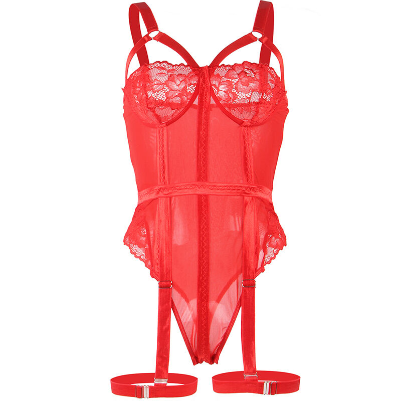 SUBBLIME - TEDDY WITH GARTER STRAP DETAIL CHEST RED S/M