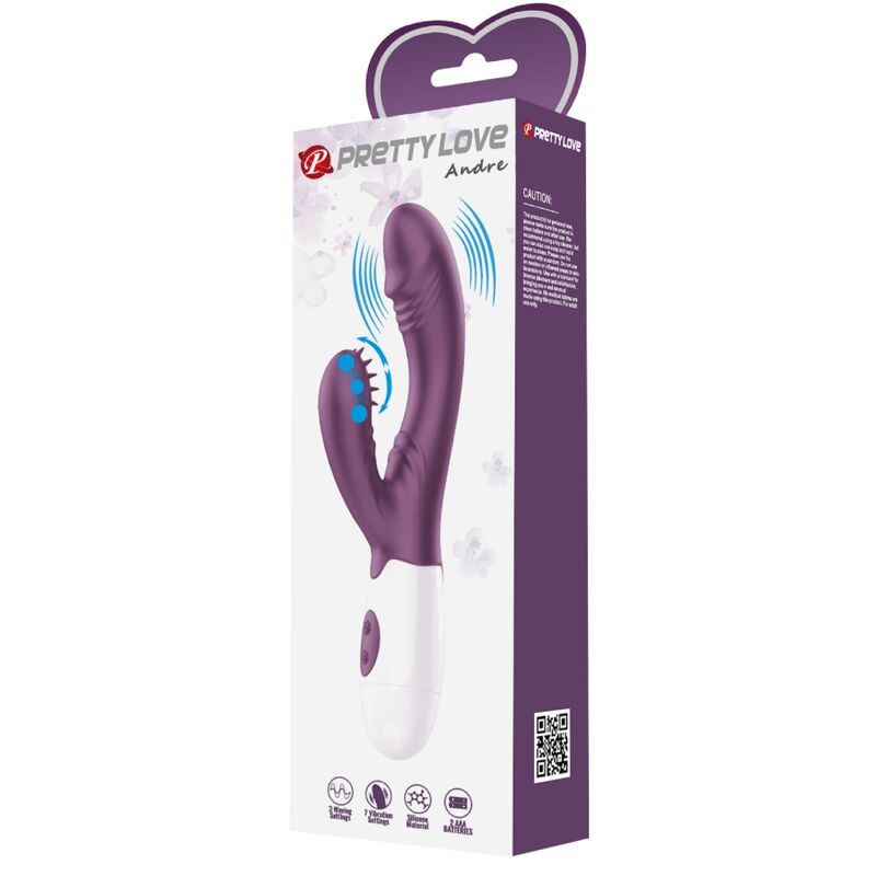 PRETTY LOVE - ANDRE RABBIT VIBRATOR & G-POINT STIMULATOR PURPLE